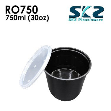 SKZ BLACK CONTAINER ROUND SERIES R0750 750ml ENVIRONMENTAL FRIENDLY FOOD STORAGE MICROWAVABLE
