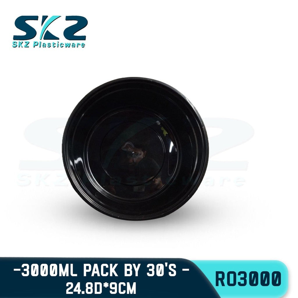 SKZ BLACK CONTAINER ROUND SERIES R03000 3000ml ENVIRONMENTAL FRIENDLY FOOD STORAGE MICROWAVABLE