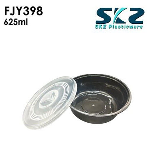 NEW (FJY-398) BLACK CONTAINER ROUND SERIES 625ML ENVIRONMENTAL FRIENDLY FOOD STORAGE MICROWAV