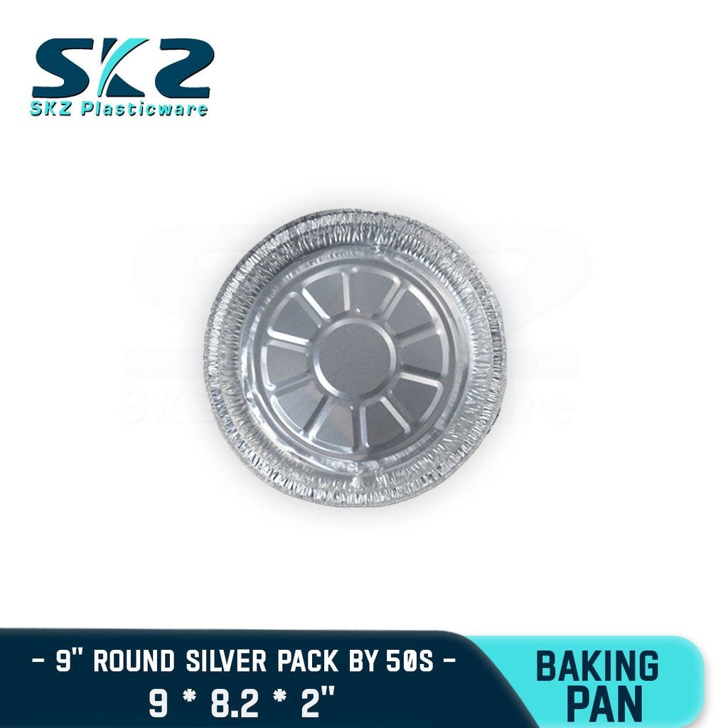 SKZ ALUMINUM FOIL ROUND SILVER 1300ML [9INCHES]  ALUMTRAY WITH LID 50PCS/PACK