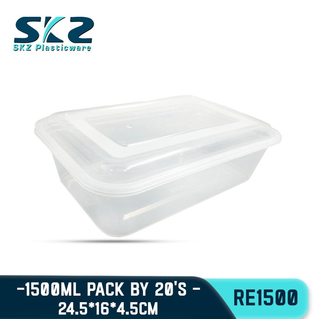 SKZ CLEAR CONTAINER RECTANGULAR SERIES RE1200 ENVIRONMENTAL FRIENDLY FOOD STORAGE MICROWAVABLE