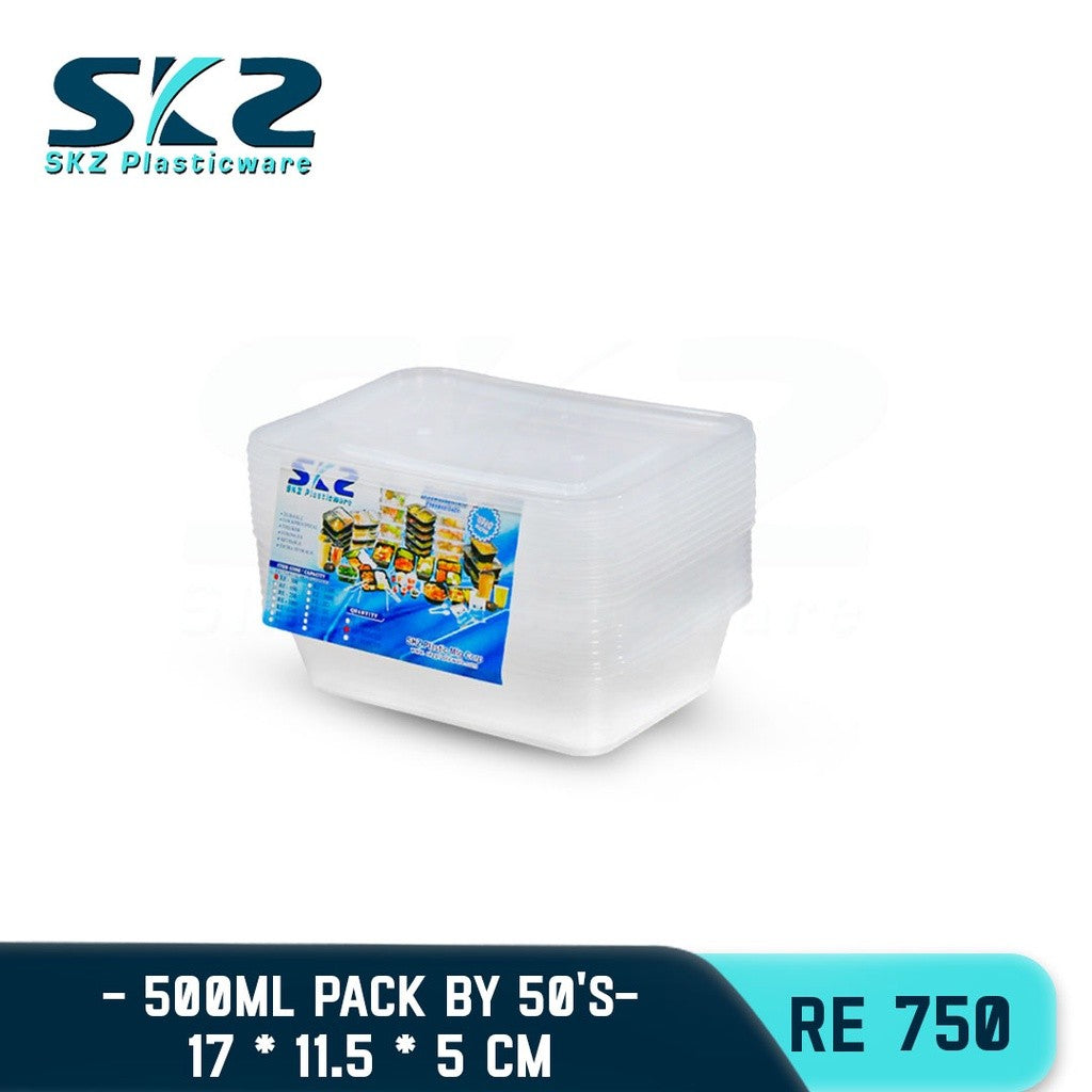 SKZ CLEAR CONTAINER RECTANGULAR SERIES RE750 750ml ENVIRONMENTAL FRIENDLY FOOD STORAGE MICROWAVABLE