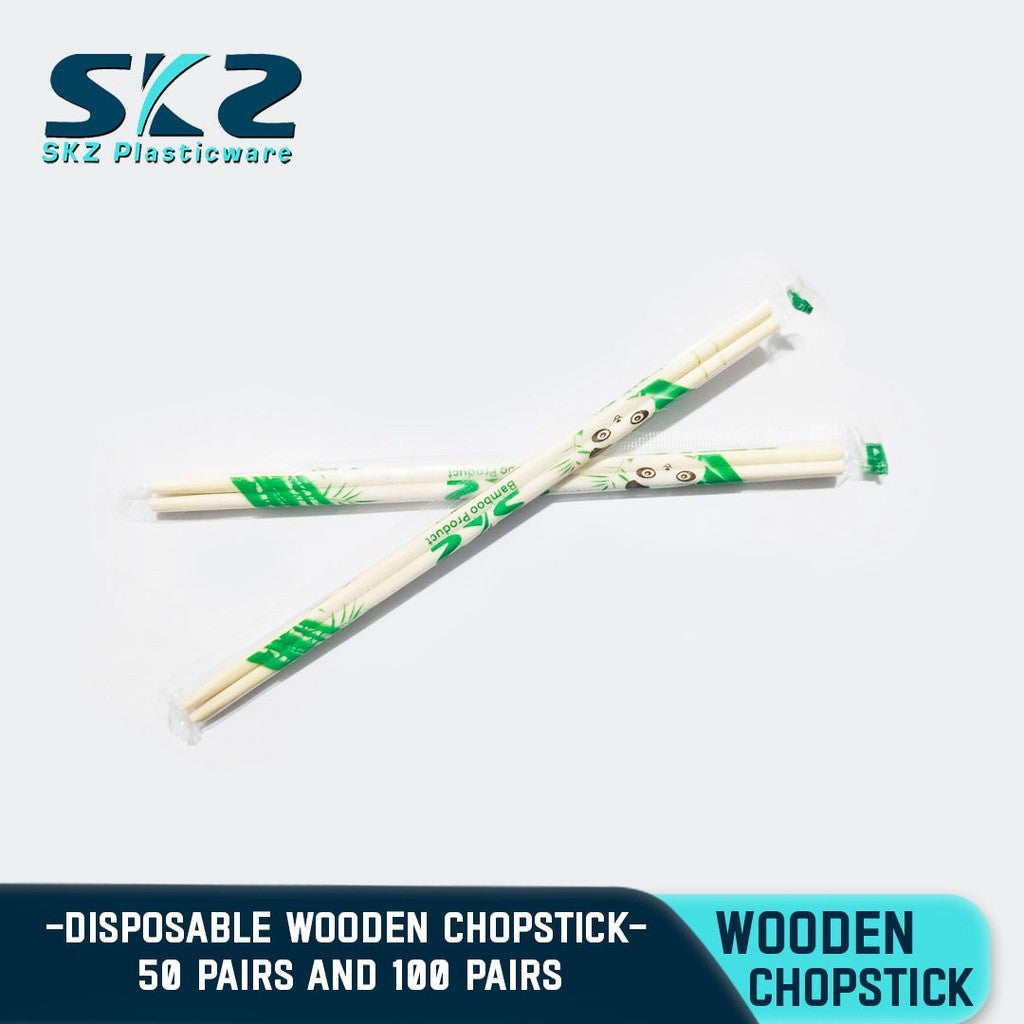 SKZ DISPOSABLE WOODEN CHOPSTICK 50 AND 100PAIR PER PACK ENVIRONMENTAL FRIENDLY DISPOSABLE CHOPSTICK