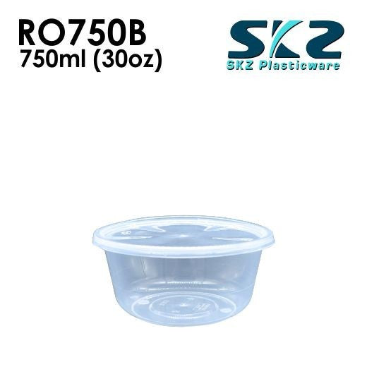 SKZ CLEAR CONTAINER ROUND SERIES 50PCS R0750B 750ml ENVIRONMENTAL FRIENDLY FOOD STORAGE MICROWAVABLE