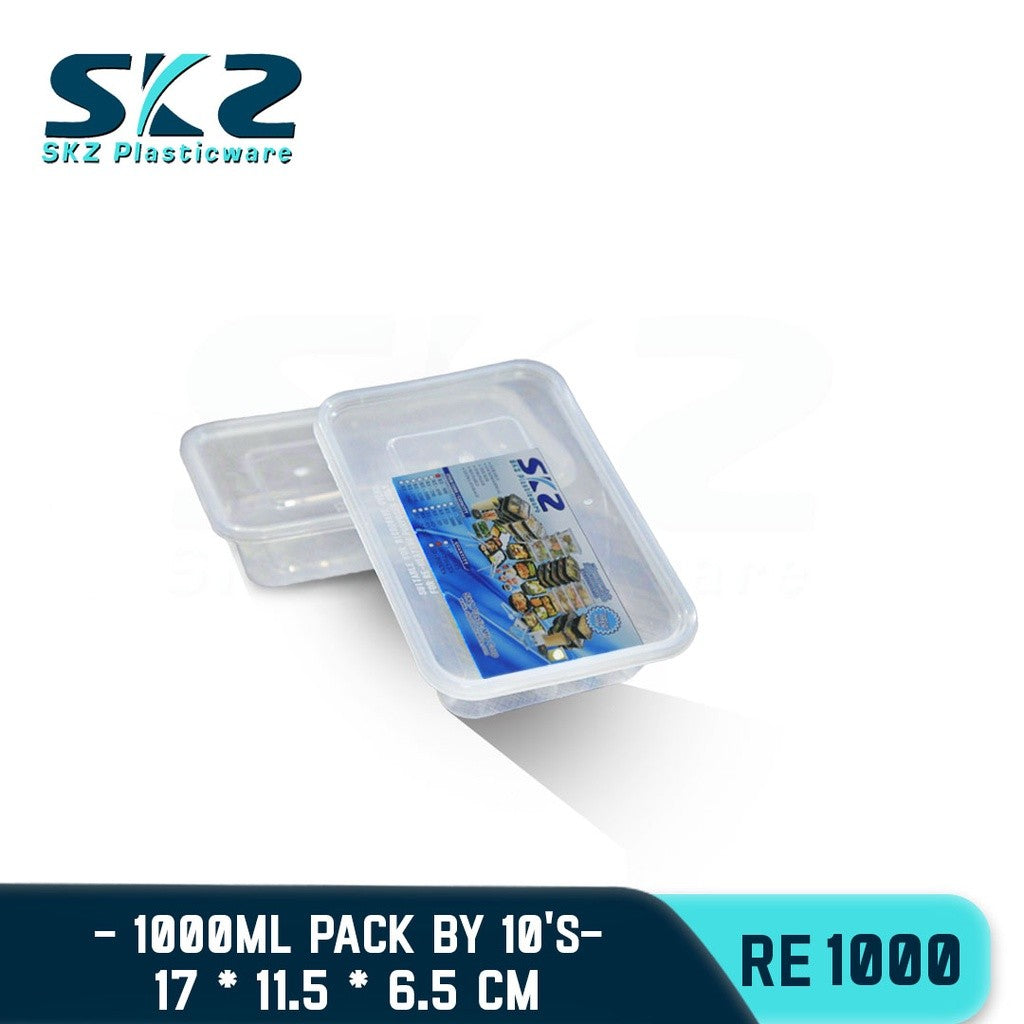 SKZ CLEAR CONTAINER RECTANGULAR SERIES RE1000  ENVIRONMENTAL FRIENDLY FOOD STORAGE MICROWAVABLE