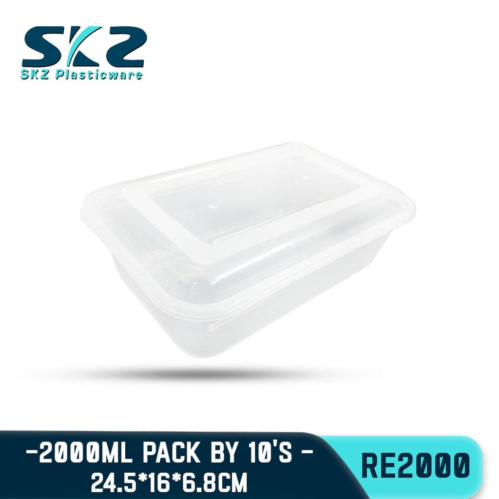 SKZ CLEAR CONTAINER RECTANGULAR SERIES RE2000 ENVIRONMENTAL FRIENDLY FOOD STORAGE MICROWAVABLE