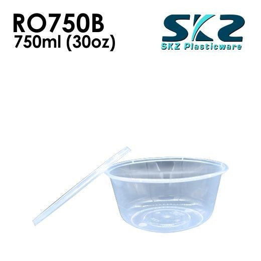 SKZ CLEAR CONTAINER ROUND SERIES 50PCS R0750B 750ml ENVIRONMENTAL FRIENDLY FOOD STORAGE MICROWAVABLE