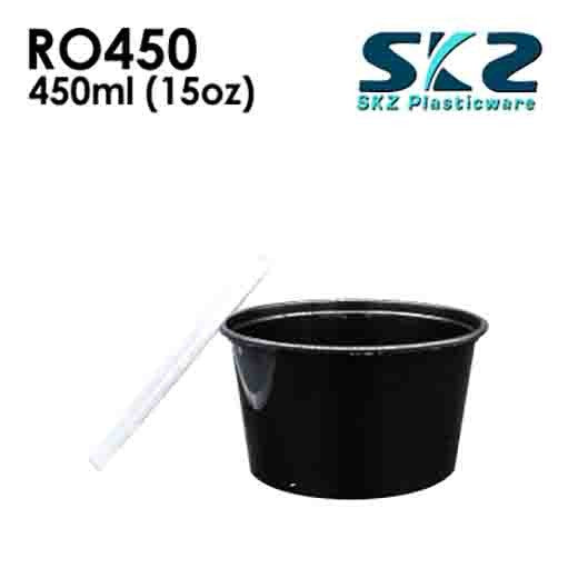 SKZ BLACK CONTAINER ROUND SERIES R0450 450ml ENVIRONMENTAL FRIENDLY FOOD STORAGE MICROWAVABLE