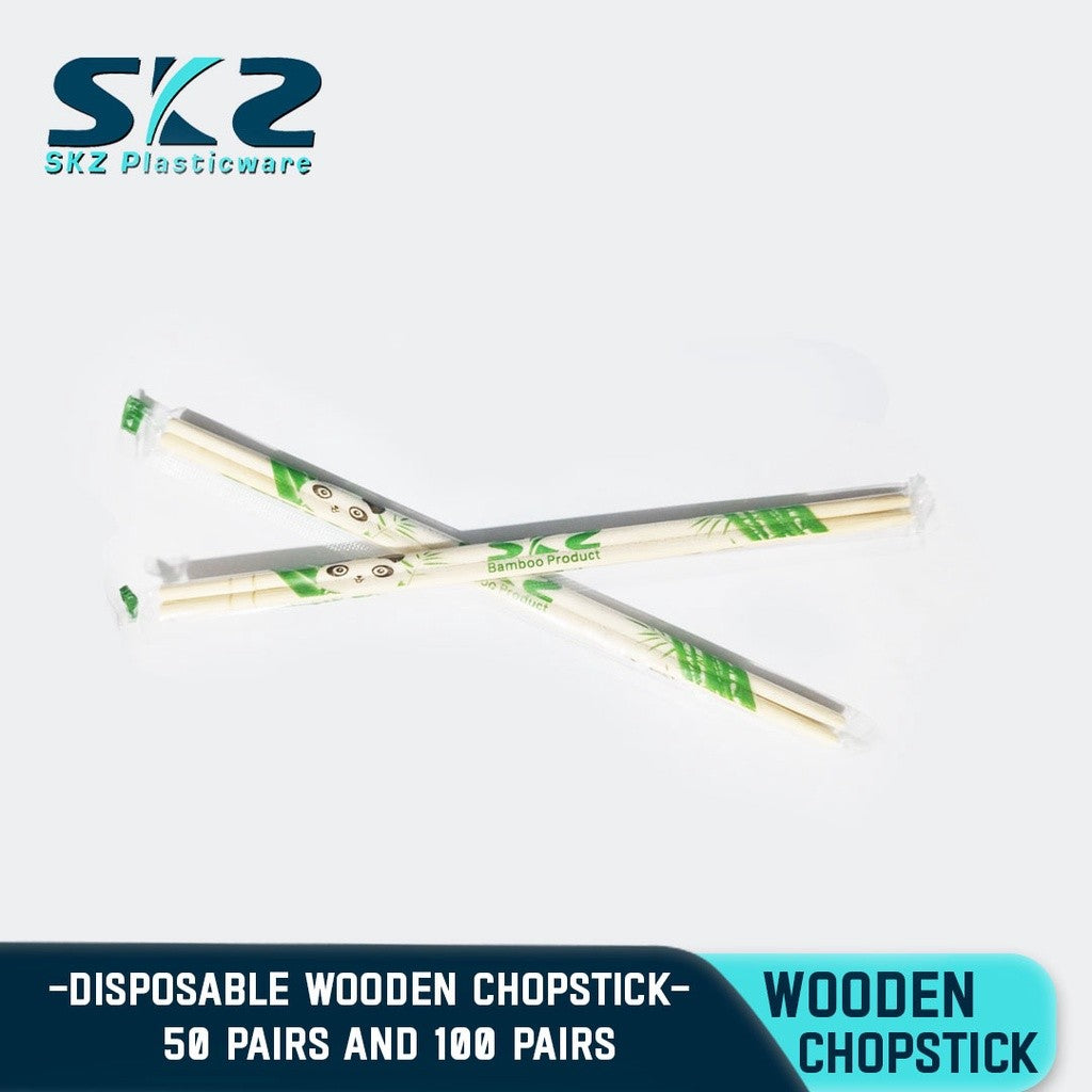 SKZ DISPOSABLE WOODEN CHOPSTICK 50 AND 100PAIR PER PACK ENVIRONMENTAL FRIENDLY DISPOSABLE CHOPSTICK