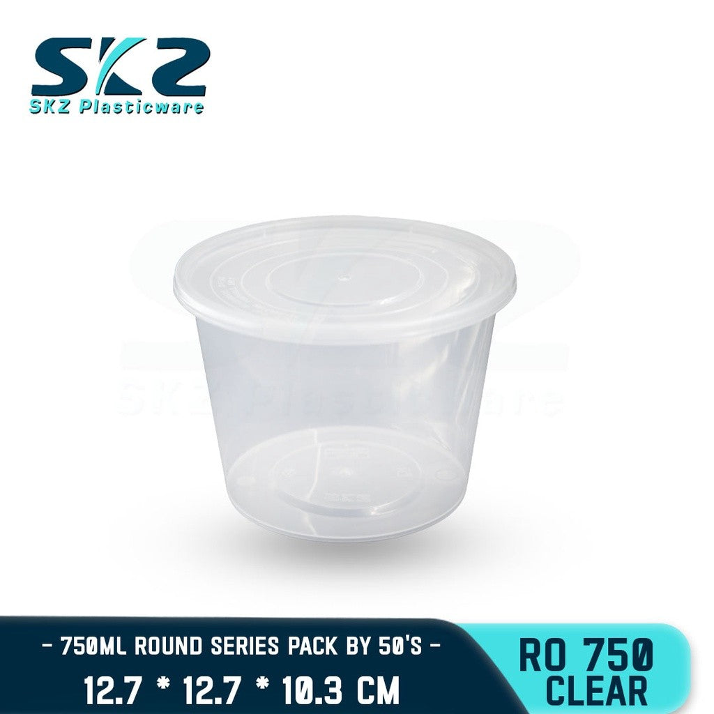 SKZCLEAR CONTAINER ROUND SERIES R0750 750ml ENVIRONMENTAL FRIENDLY FOOD STORAGE MICROWAVABLE
