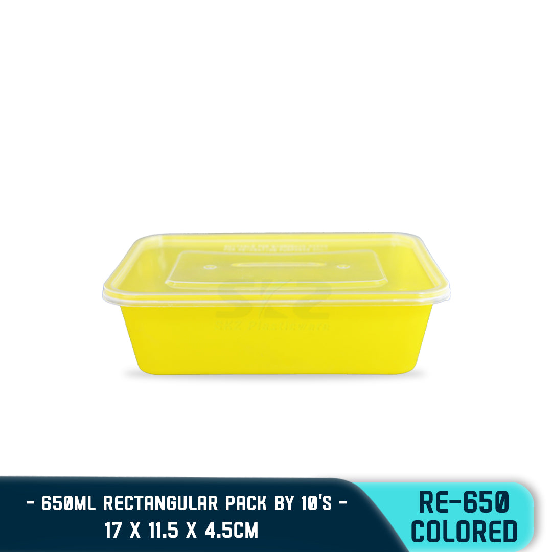 RECTANGULAR PLASTIC FOOD CONTAINER 650ML (10PCS/PACK)