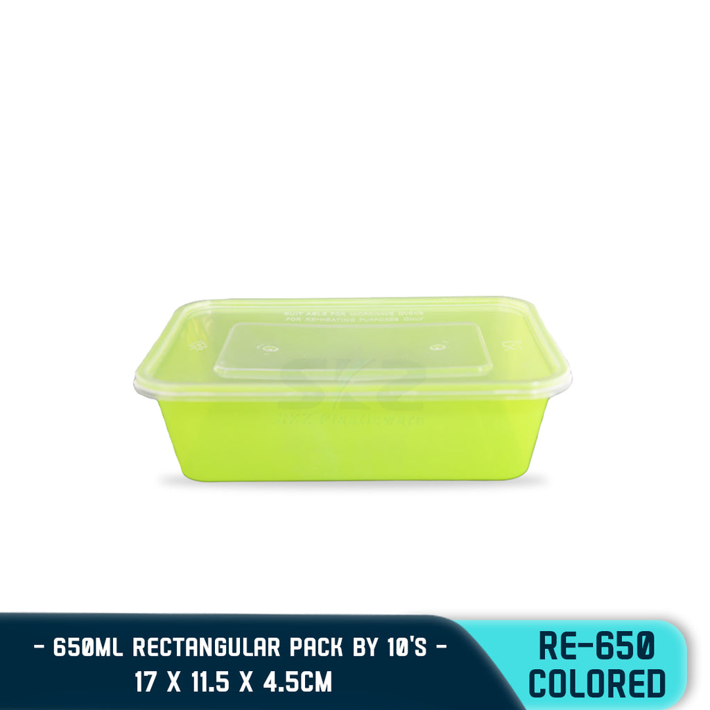 RECTANGULAR PLASTIC FOOD CONTAINER 650ML (10PCS/PACK)