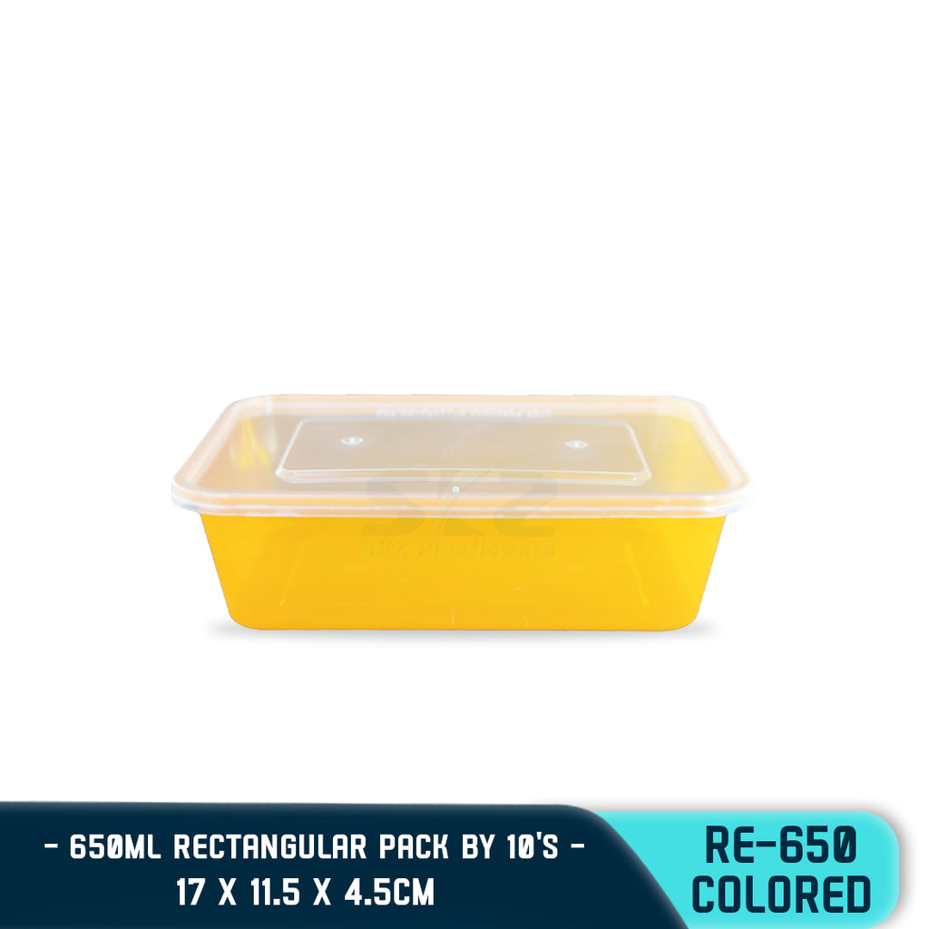 RECTANGULAR PLASTIC FOOD CONTAINER 650ML (10PCS/PACK)
