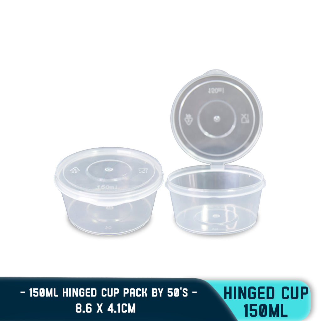SKZ PLASTIC HINGED CUP 150ML (50PCS/PACK)