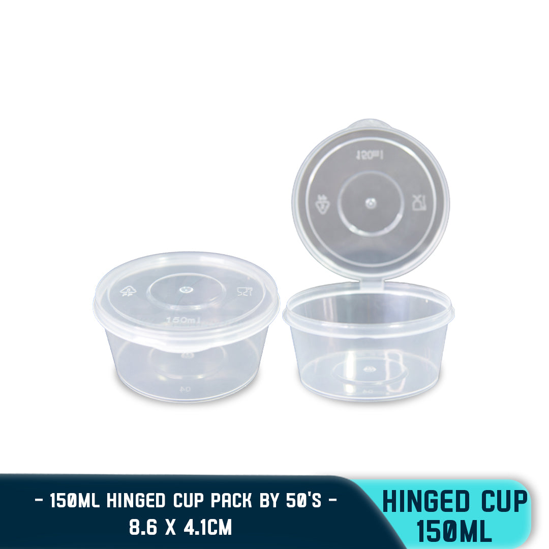 SKZ PLASTIC HINGED CUP 150ML (50PCS/PACK)