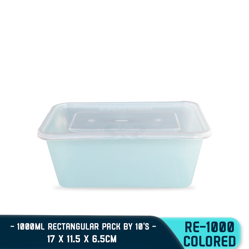 RECTANGULAR PLASTIC FOOD CONTAINER 1000ML (10PCS/PACK)