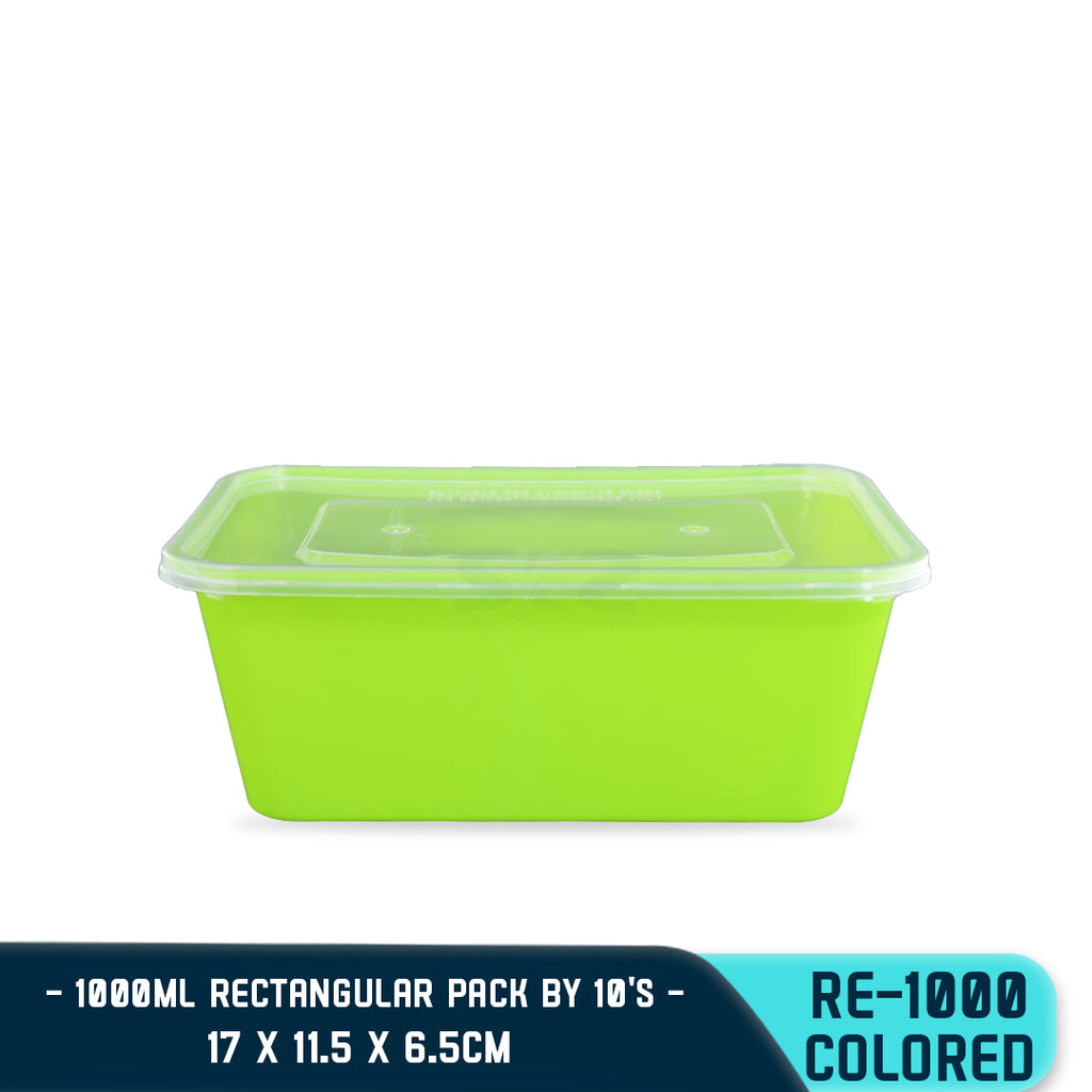 RECTANGULAR PLASTIC FOOD CONTAINER 1000ML (10PCS/PACK)
