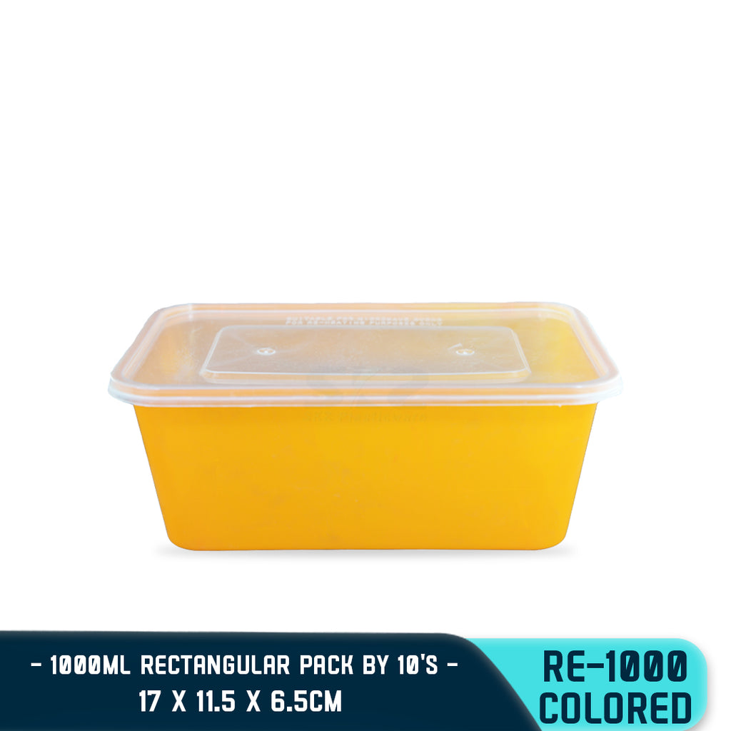 RECTANGULAR PLASTIC FOOD CONTAINER 1000ML (10PCS/PACK)