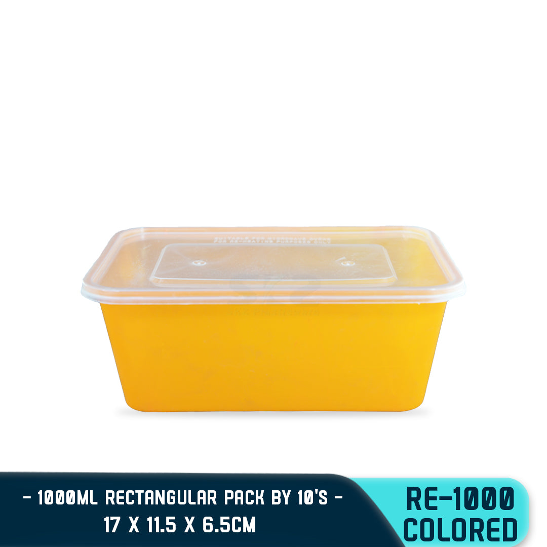 RECTANGULAR PLASTIC FOOD CONTAINER 1000ML (10PCS/PACK)