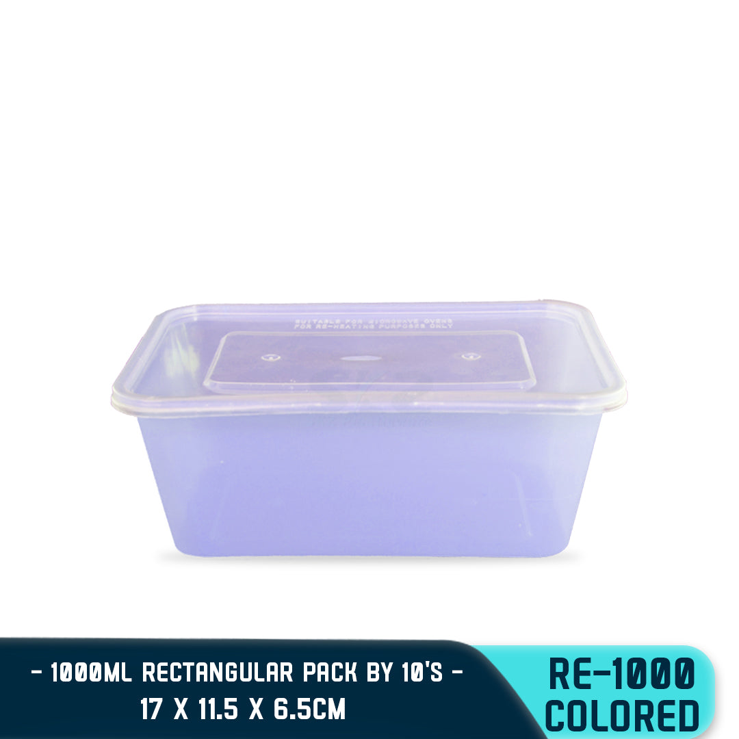 RECTANGULAR PLASTIC FOOD CONTAINER 1000ML (10PCS/PACK)