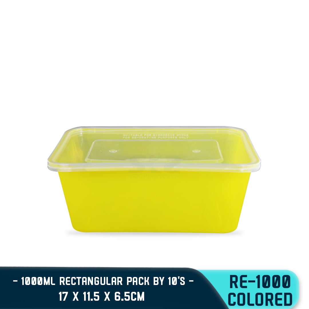 RECTANGULAR PLASTIC FOOD CONTAINER 1000ML (10PCS/PACK)