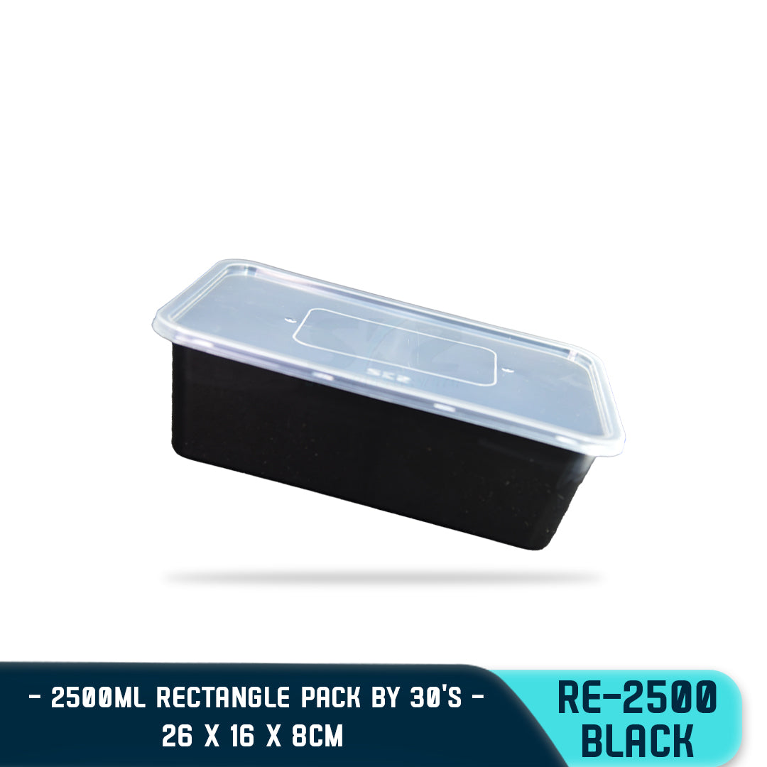 RECTANGULAR PLASTIC FOOD CONTAINER 2500ML (30PCS/PACK)