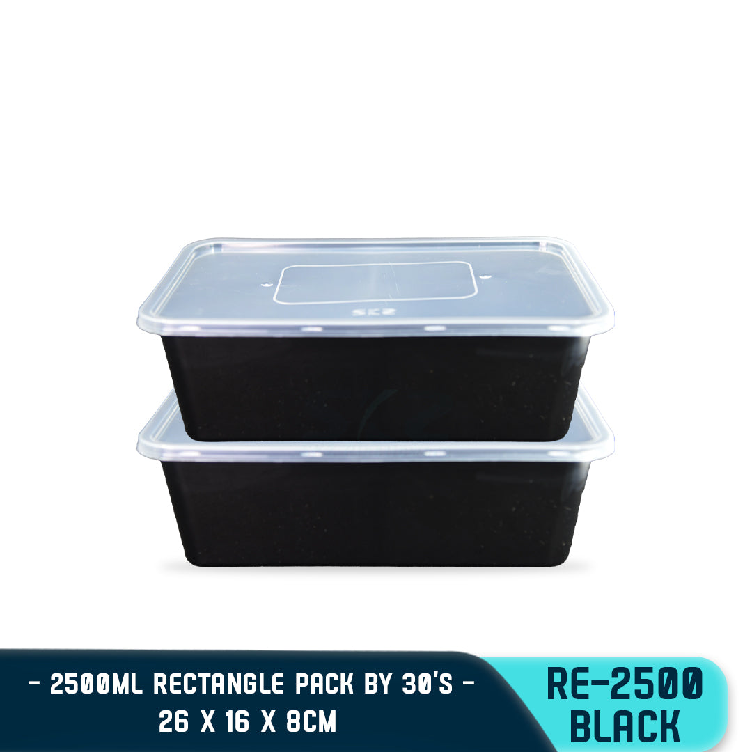 RECTANGULAR PLASTIC FOOD CONTAINER 2500ML (30PCS/PACK)