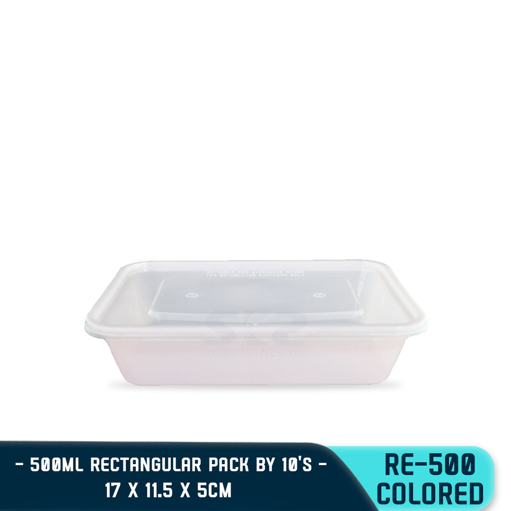 RECTANGULAR PLASTIC FOOD CONTAINER 500ML (10PCS/PACK)