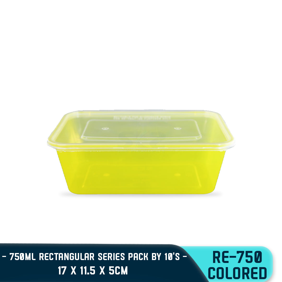 RECTANGULAR PLASTIC FOOD CONTAINER 750ML (10PCS/PACK)
