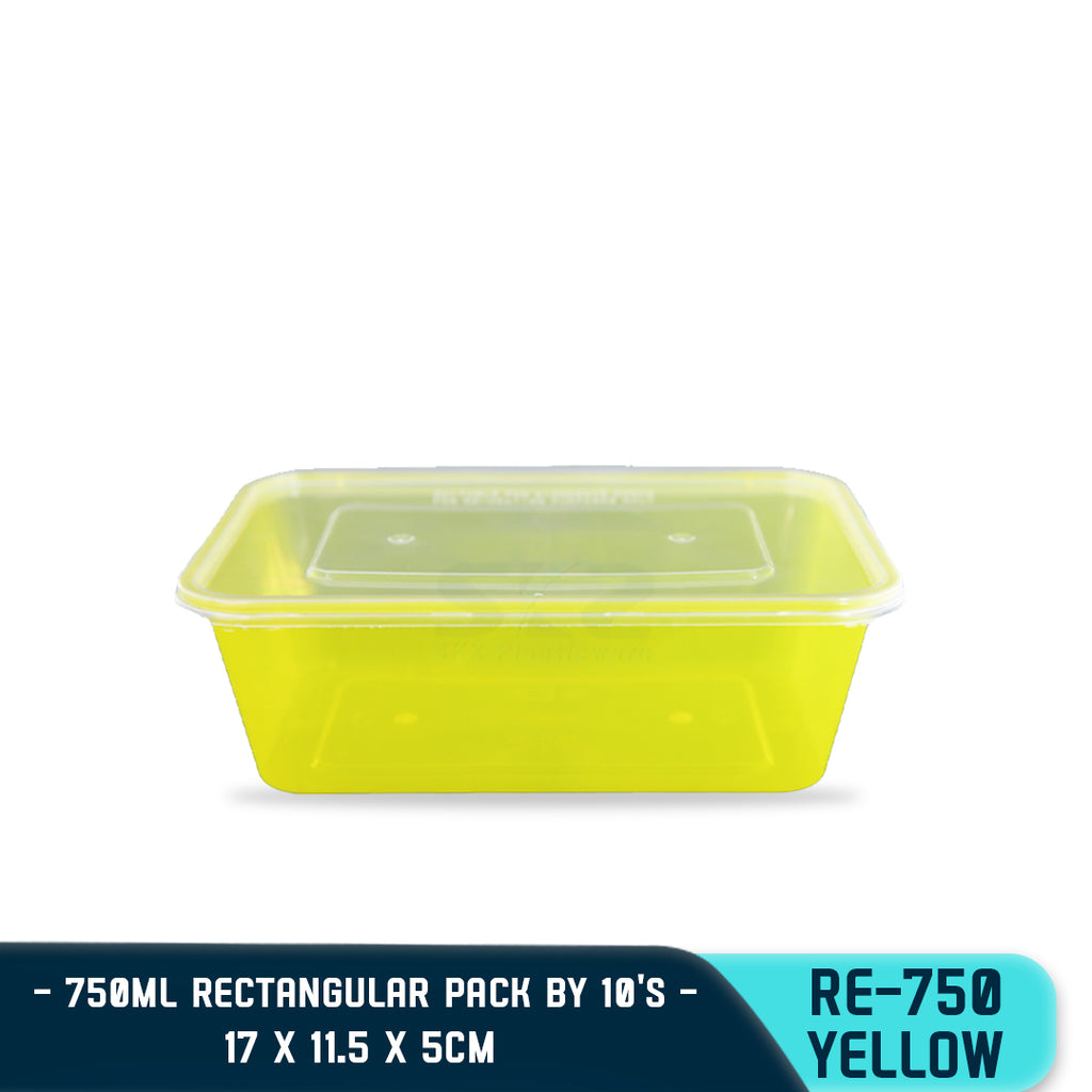 RECTANGULAR PLASTIC FOOD CONTAINER 750ML (10PCS/PACK)