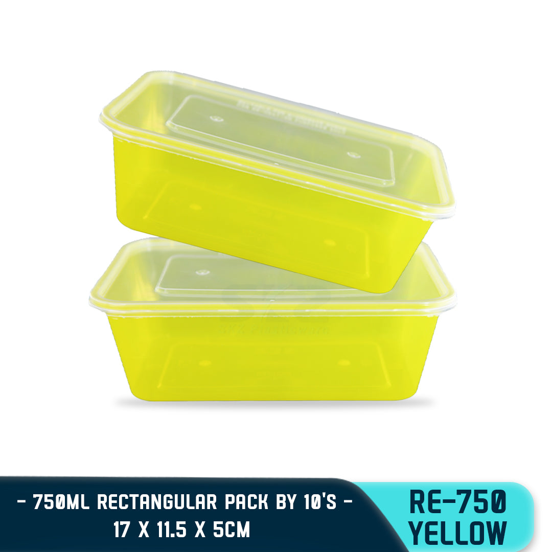 RECTANGULAR PLASTIC FOOD CONTAINER 750ML (10PCS/PACK)