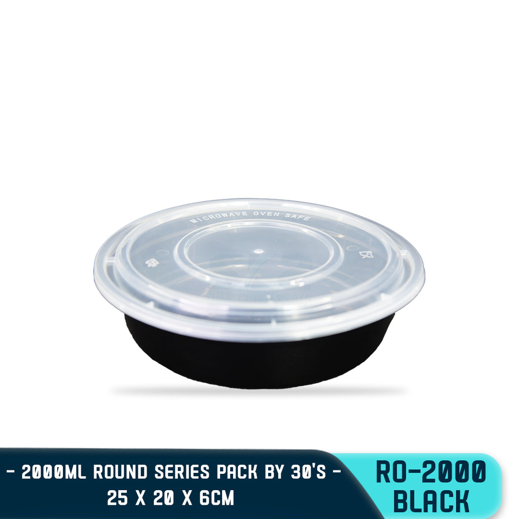 ROUND PLASTIC FOOD CONTAINER 2000ML (30PCS/PACK)