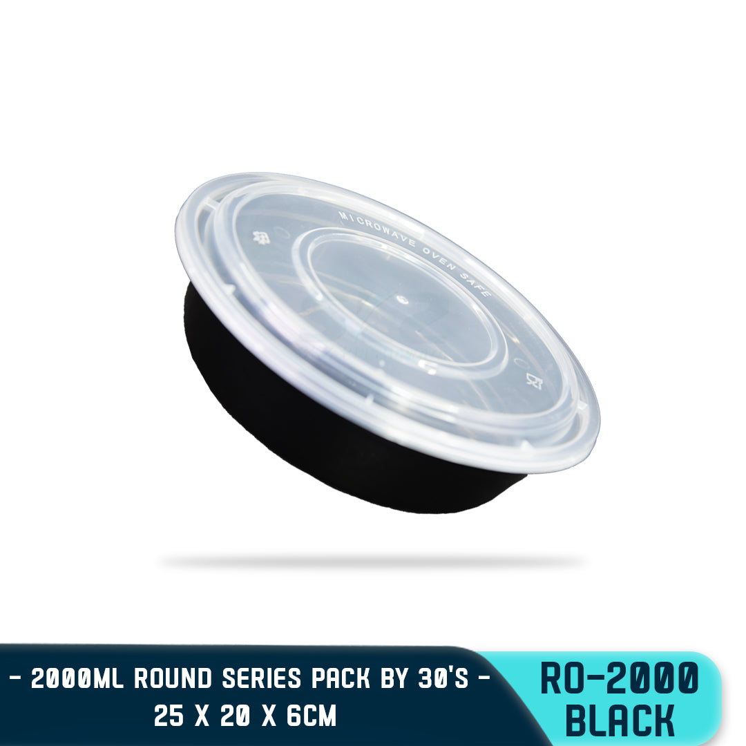 ROUND PLASTIC FOOD CONTAINER 2000ML (30PCS/PACK)