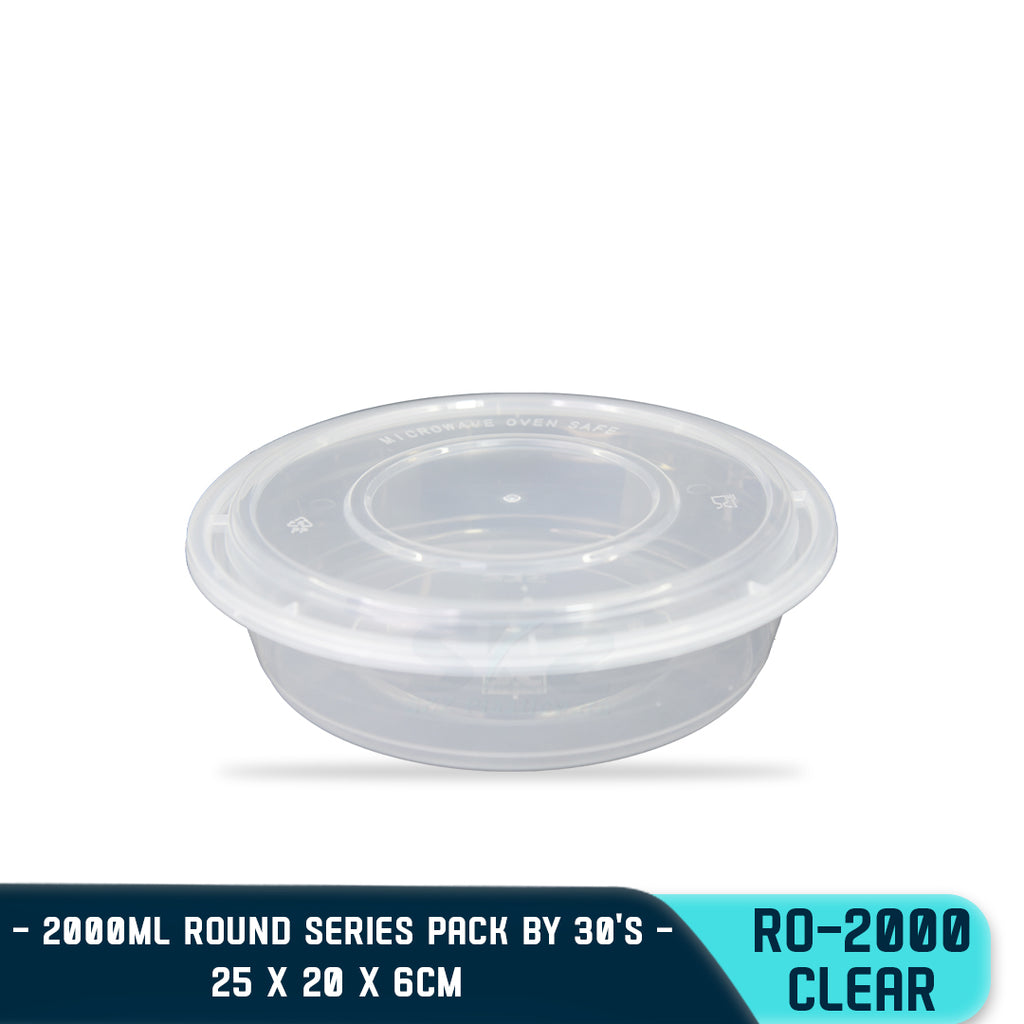 ROUND PLASTIC FOOD CONTAINER 2000ML (30PCS/PACK)