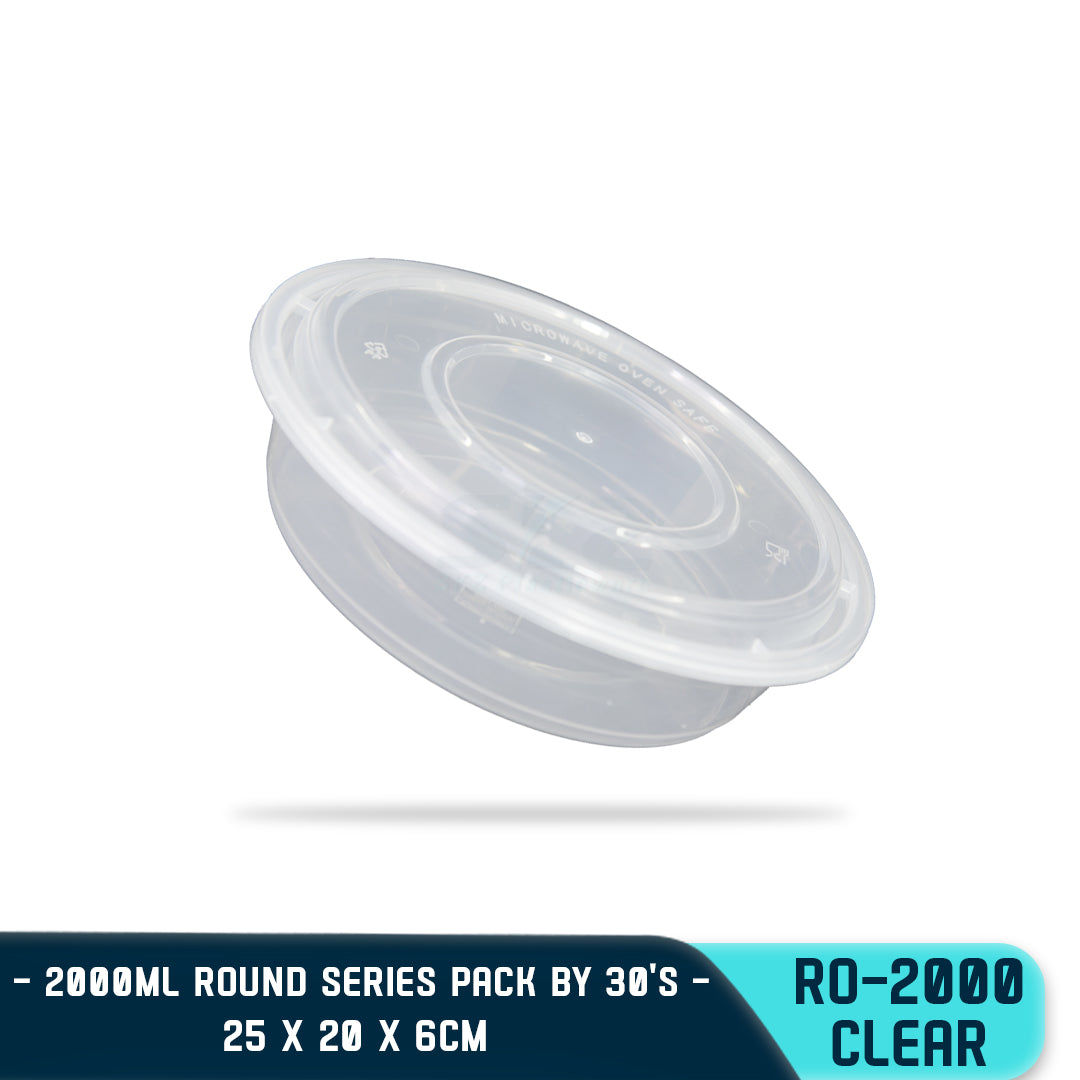 ROUND PLASTIC FOOD CONTAINER 2000ML (30PCS/PACK)