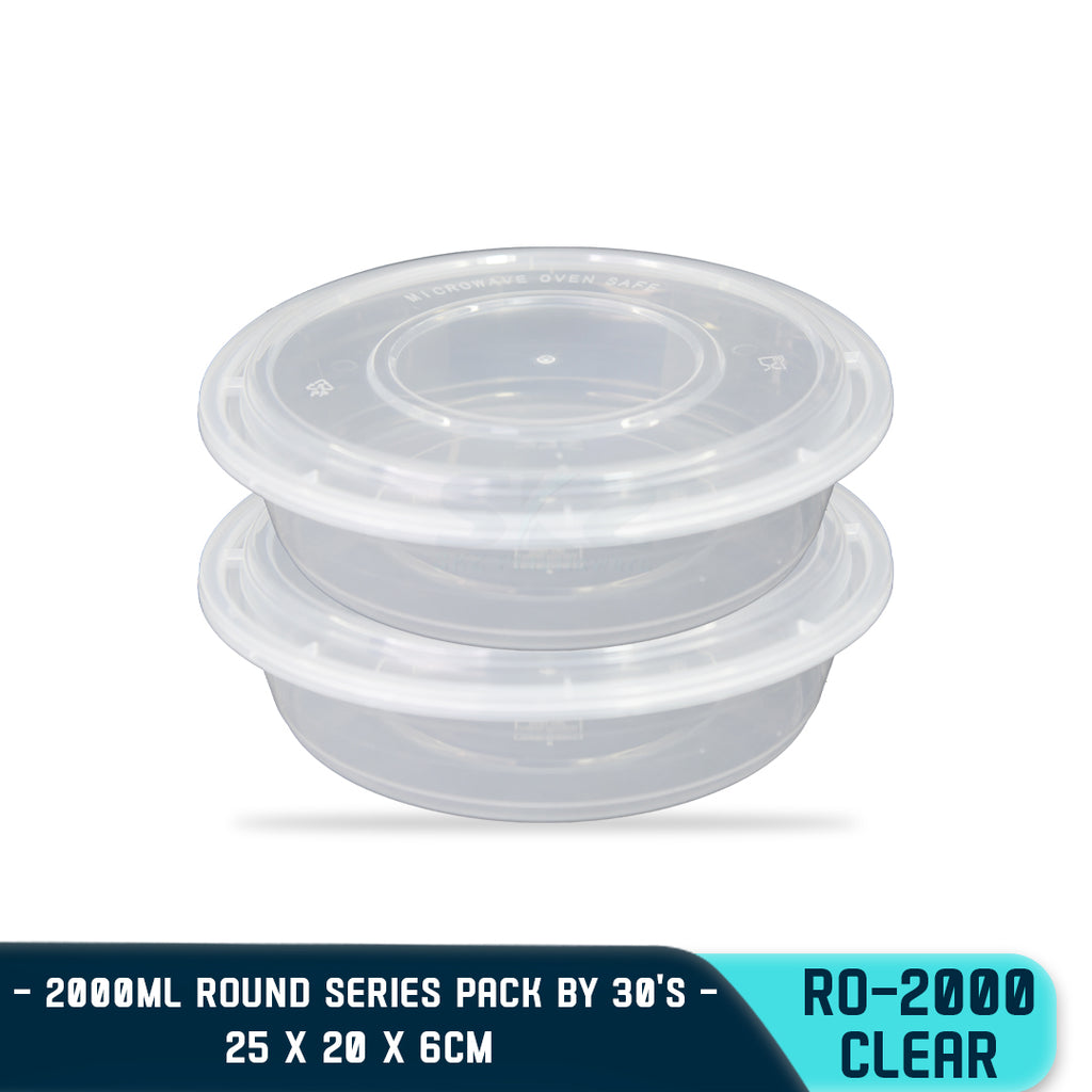 ROUND PLASTIC FOOD CONTAINER 2000ML (30PCS/PACK)