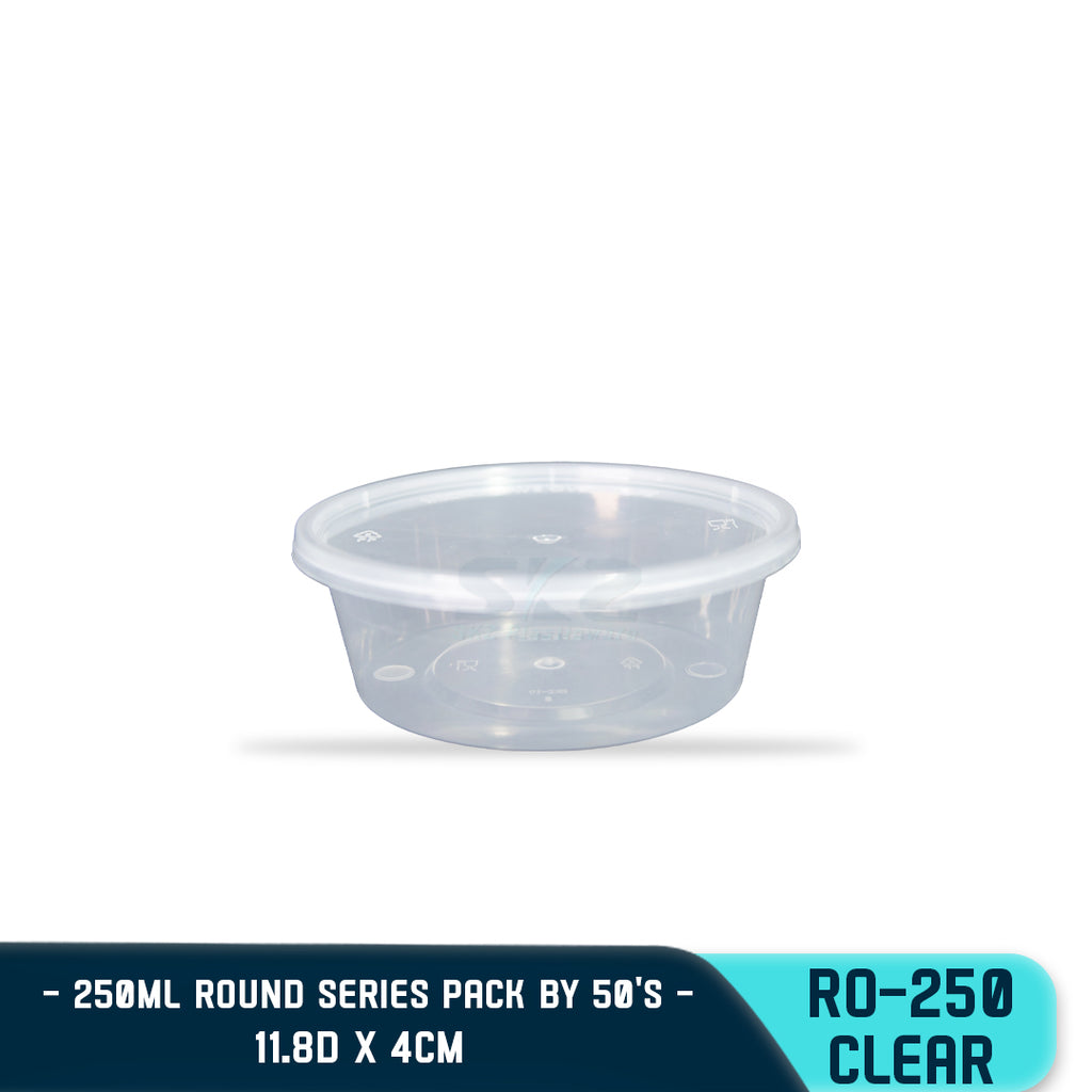ROUND PLASTIC FOOD CONTAINER 250ML (50PCS/PACK)