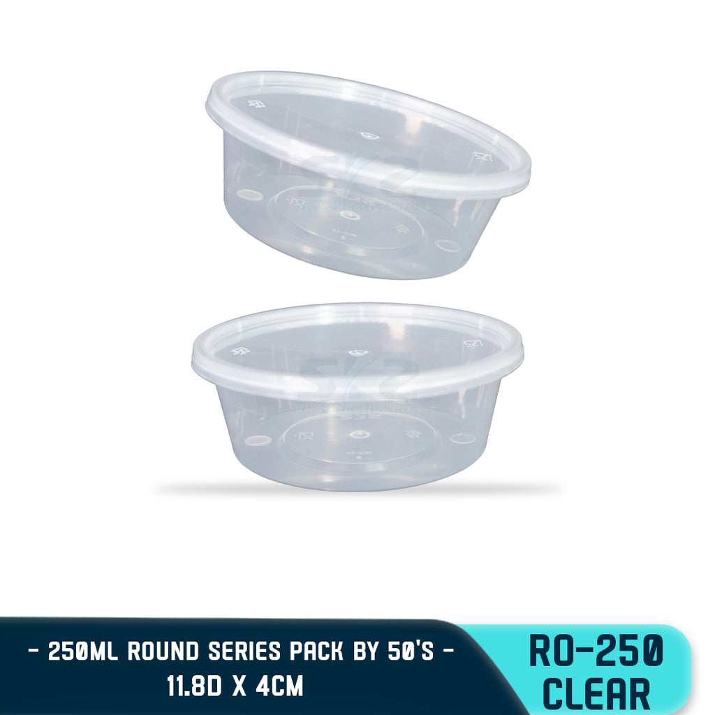 ROUND PLASTIC FOOD CONTAINER 250ML (50PCS/PACK)
