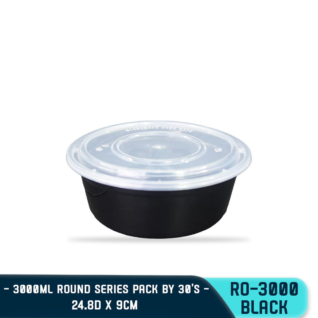 ROUND PLASTIC FOOD CONTAINER 3000ML (30PCS/PACK)
