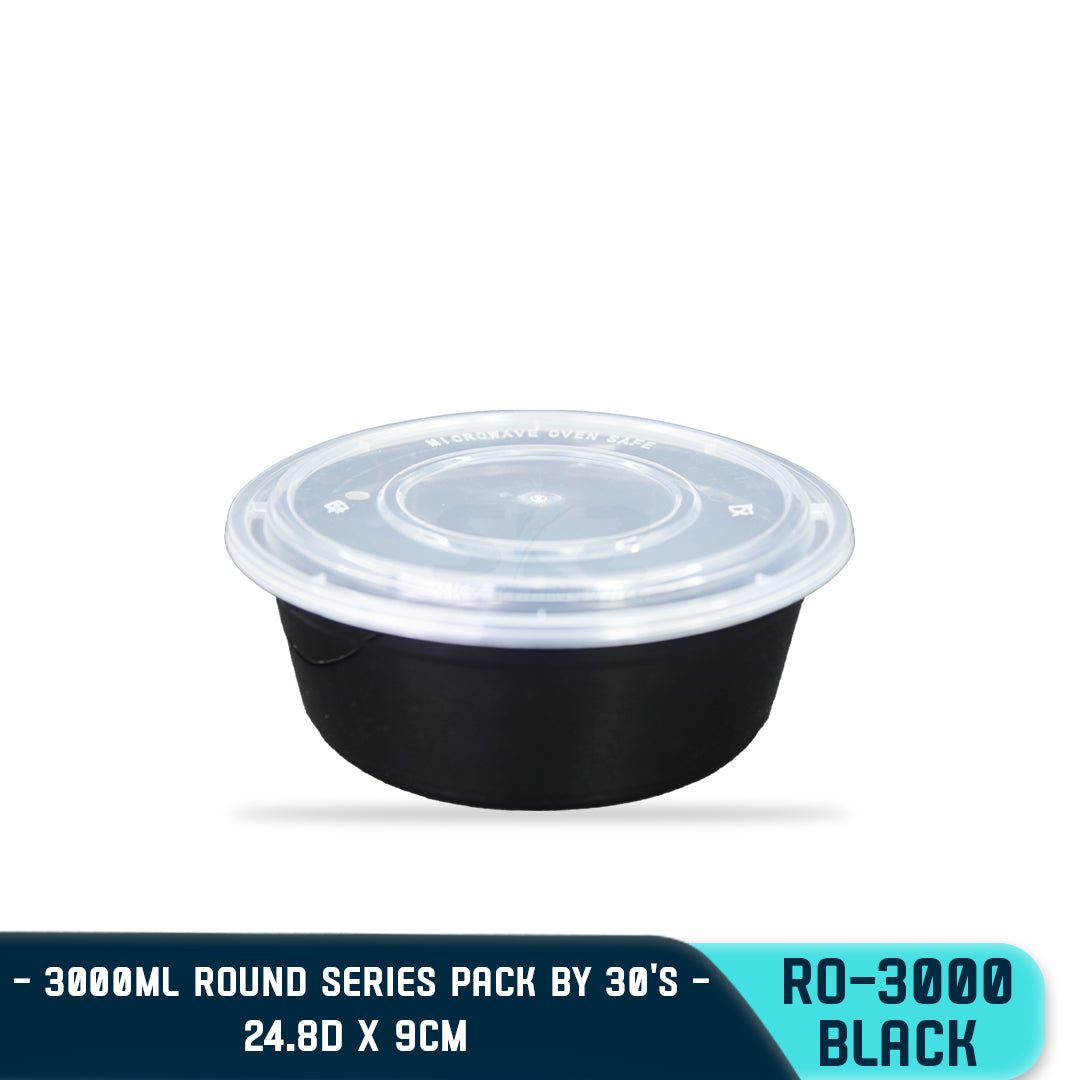 ROUND PLASTIC FOOD CONTAINER 3000ML (30PCS/PACK)