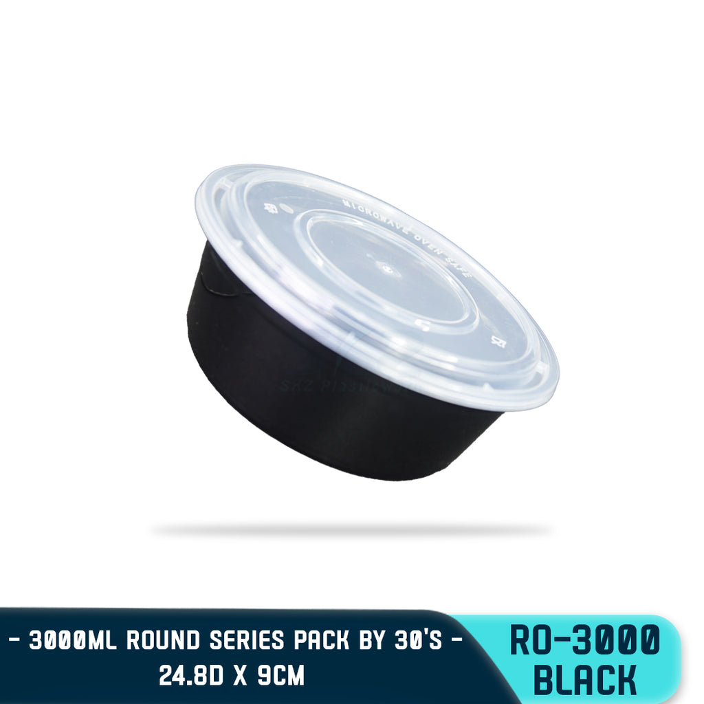 ROUND PLASTIC FOOD CONTAINER 3000ML (30PCS/PACK)