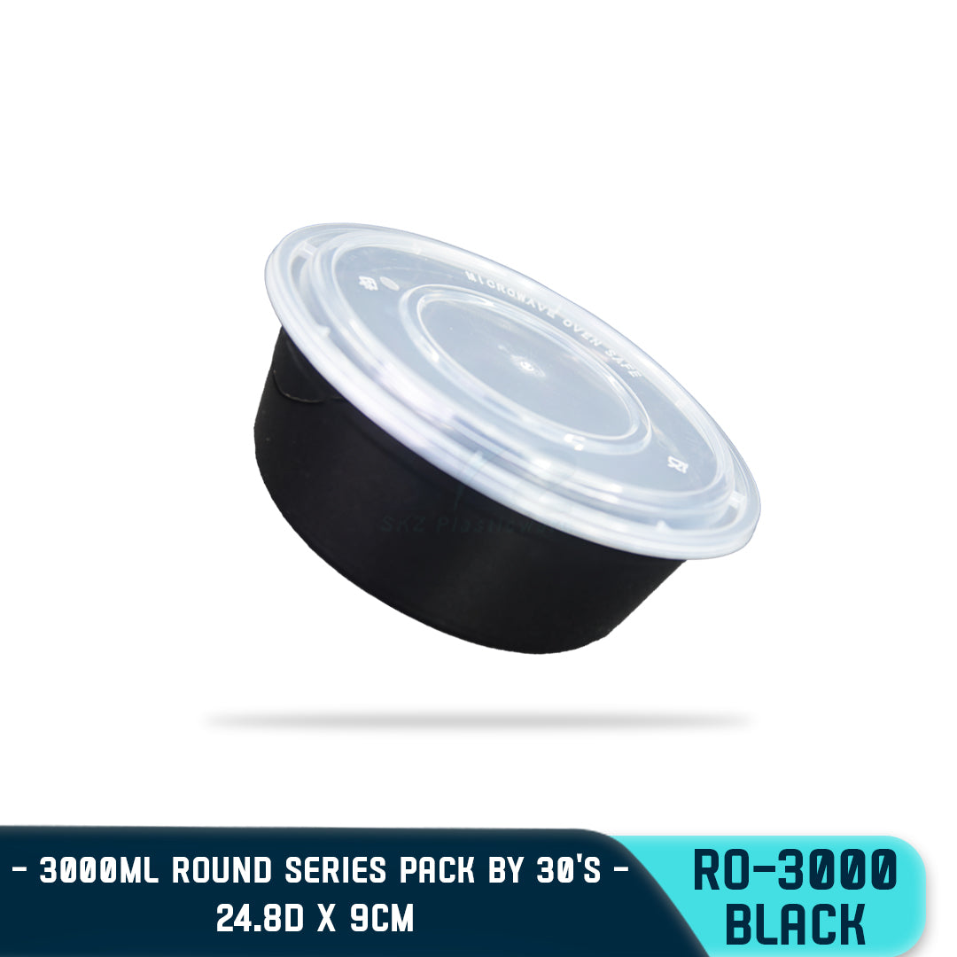 ROUND PLASTIC FOOD CONTAINER 3000ML (30PCS/PACK)