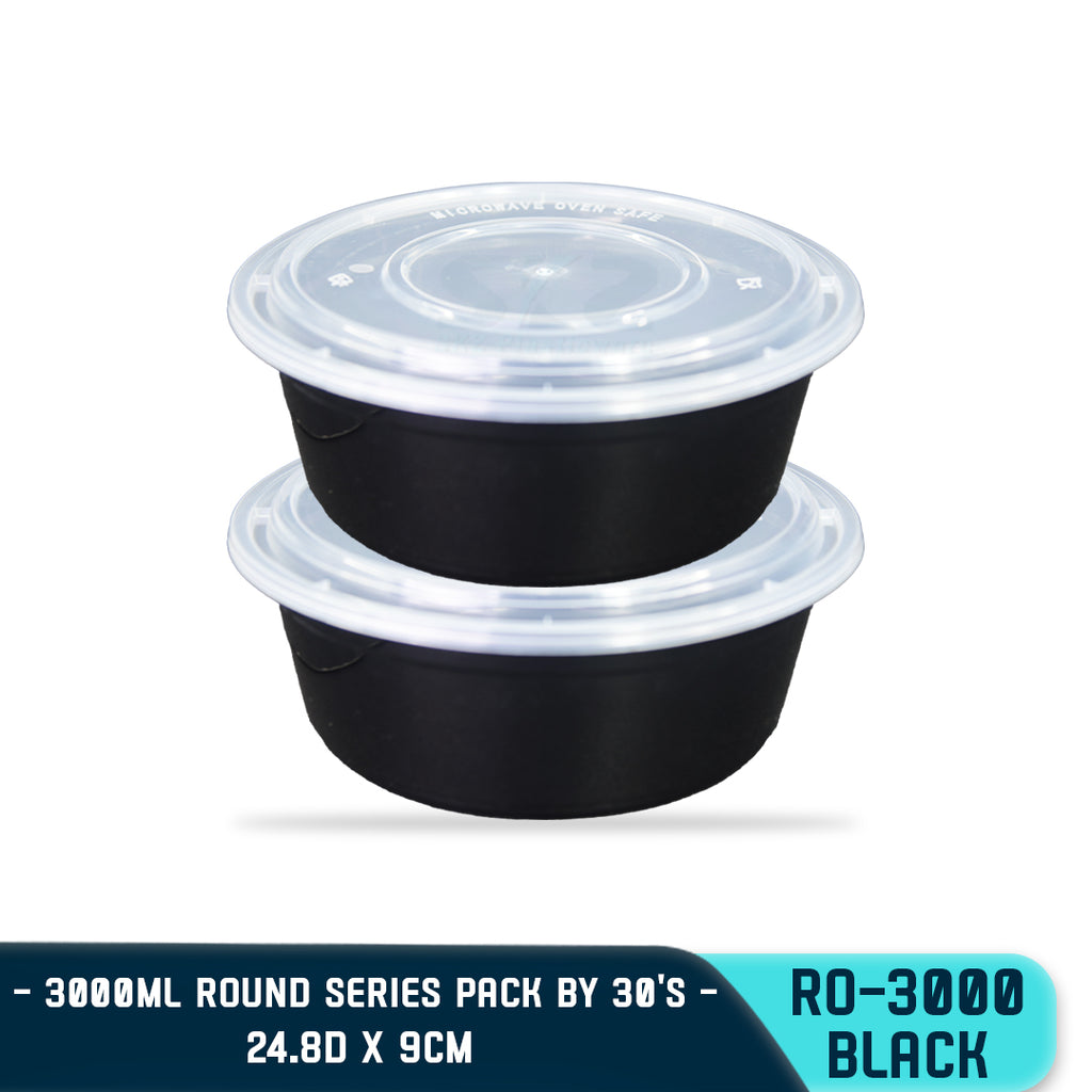 ROUND PLASTIC FOOD CONTAINER 3000ML (30PCS/PACK)