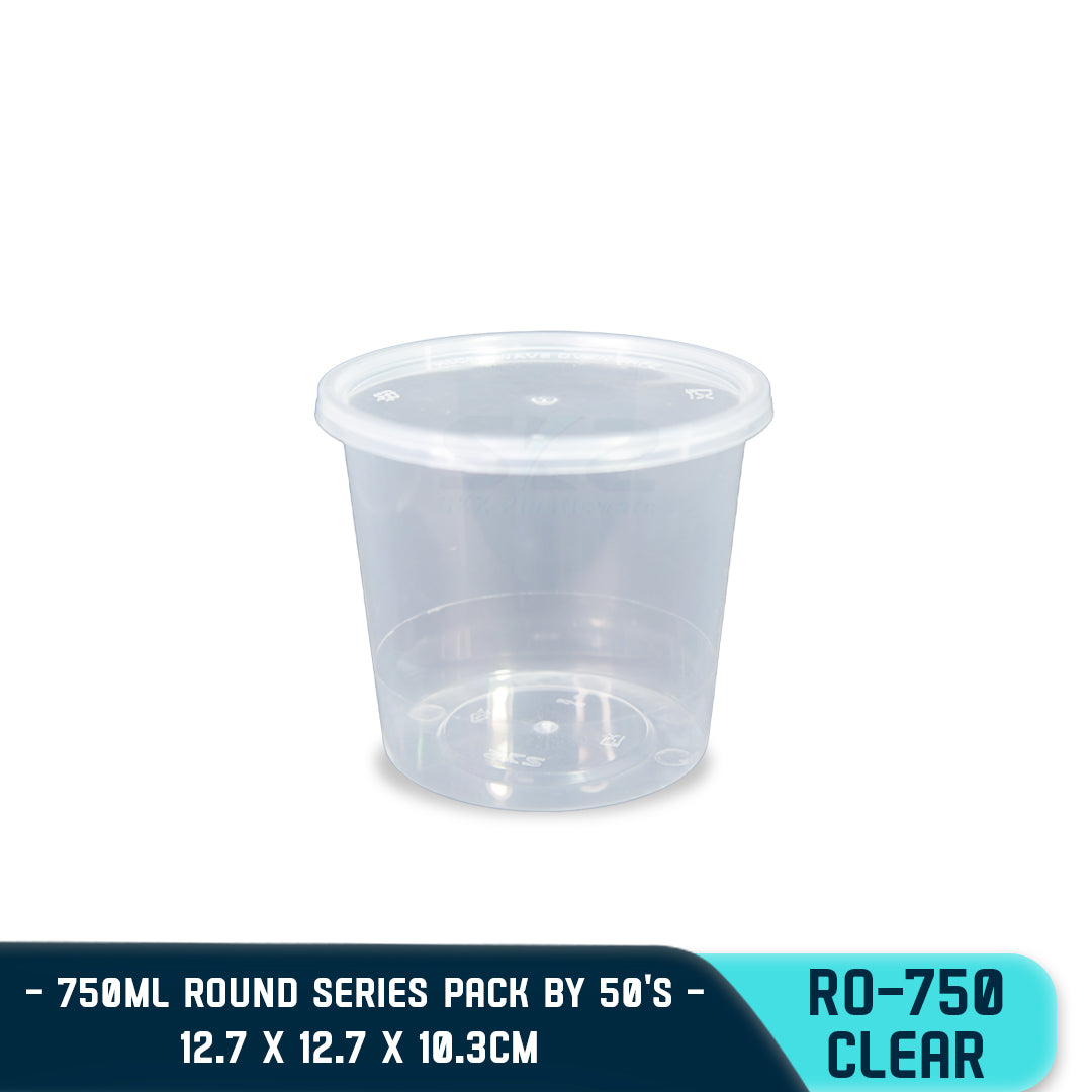 ROUND PLASTIC FOOD CONTAINER 750ML (50PCS/PACK)
