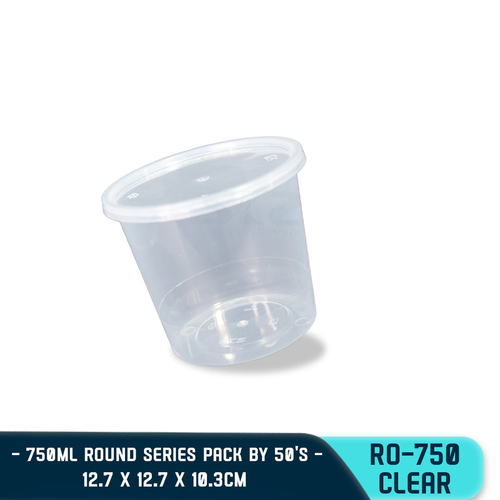 ROUND PLASTIC FOOD CONTAINER 750ML (50PCS/PACK)