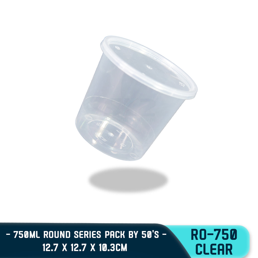 ROUND PLASTIC FOOD CONTAINER 750ML (50PCS/PACK)