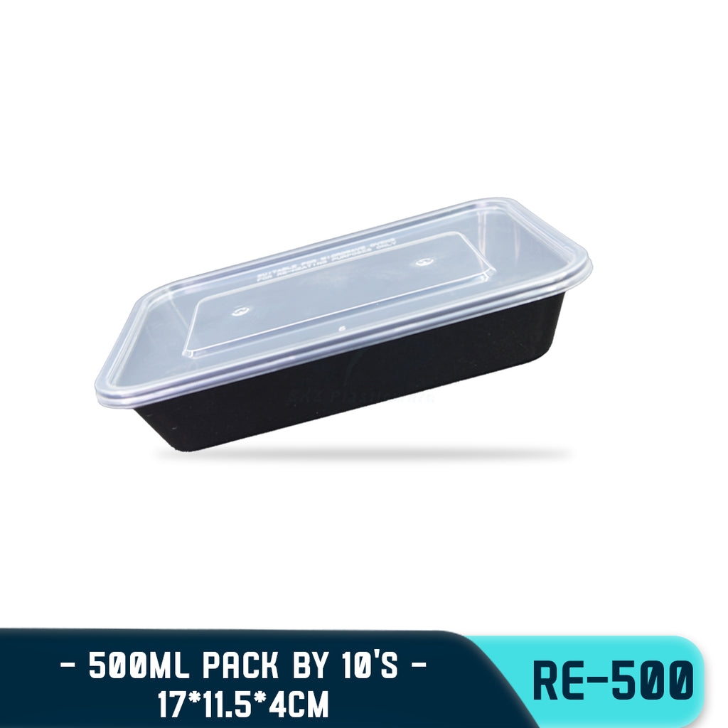 TPK RECTANGULAR PLASTIC FOOD CONTAINER 500ML (10PCS/PACK)