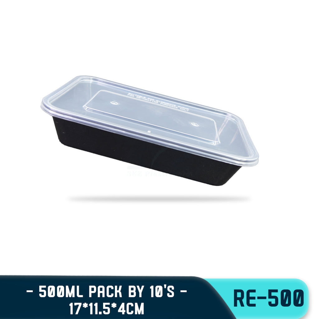 TPK RECTANGULAR PLASTIC FOOD CONTAINER 500ML (10PCS/PACK)