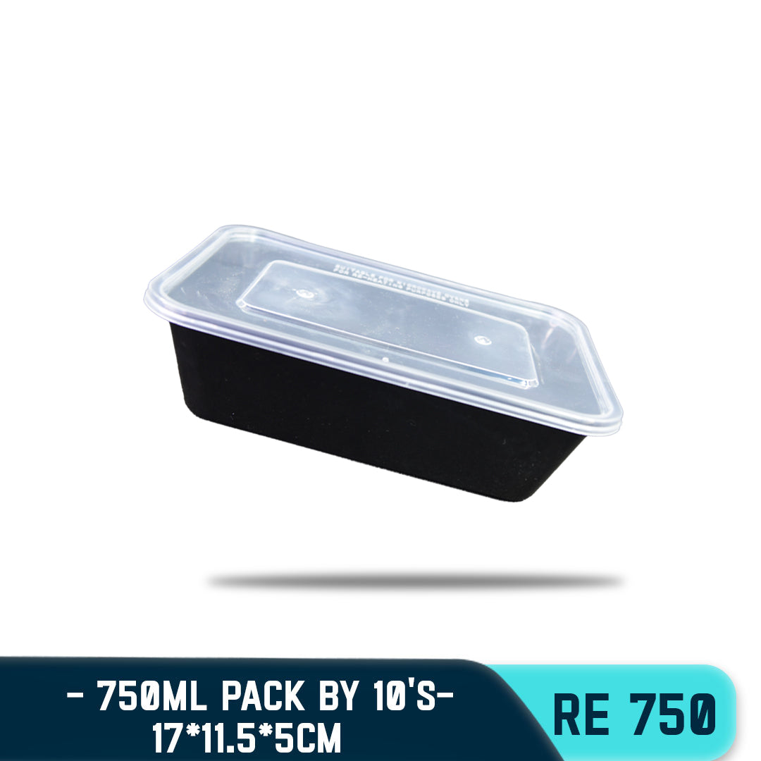 RECTANGULAR PLASTIC FOOD CONTAINER (10PCS/PACK)
