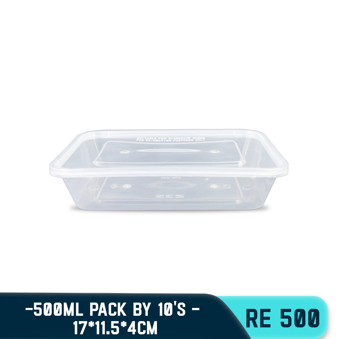 TPK RECTANGULAR PLASTIC FOOD CONTAINER 500ML (10PCS/PACK)